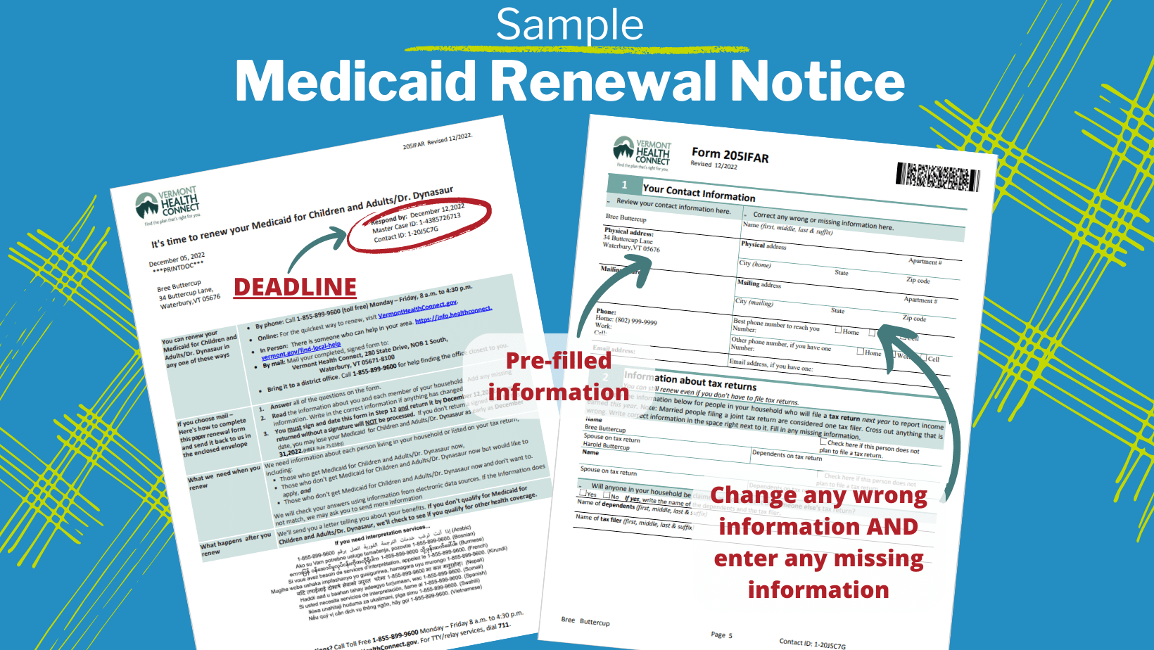 Renewal Notices Department of Vermont Health Access